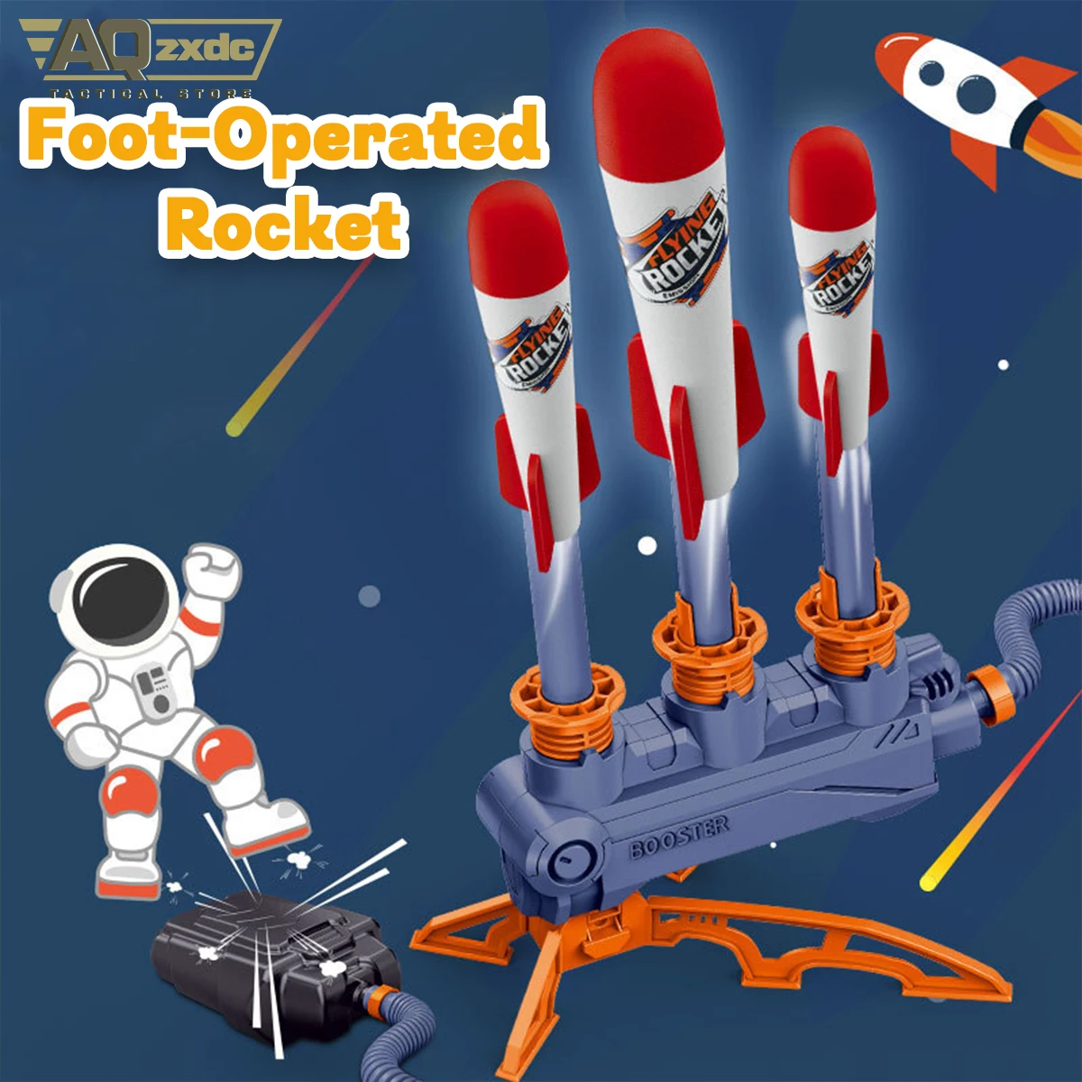 AQzxdc Children's rocket launcher outdoor pedal launcher small rocket luminous shell boy toy gift Foam Rocket Launcher Toy